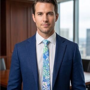 Periwinkle Blue & Green Floral Print Tie